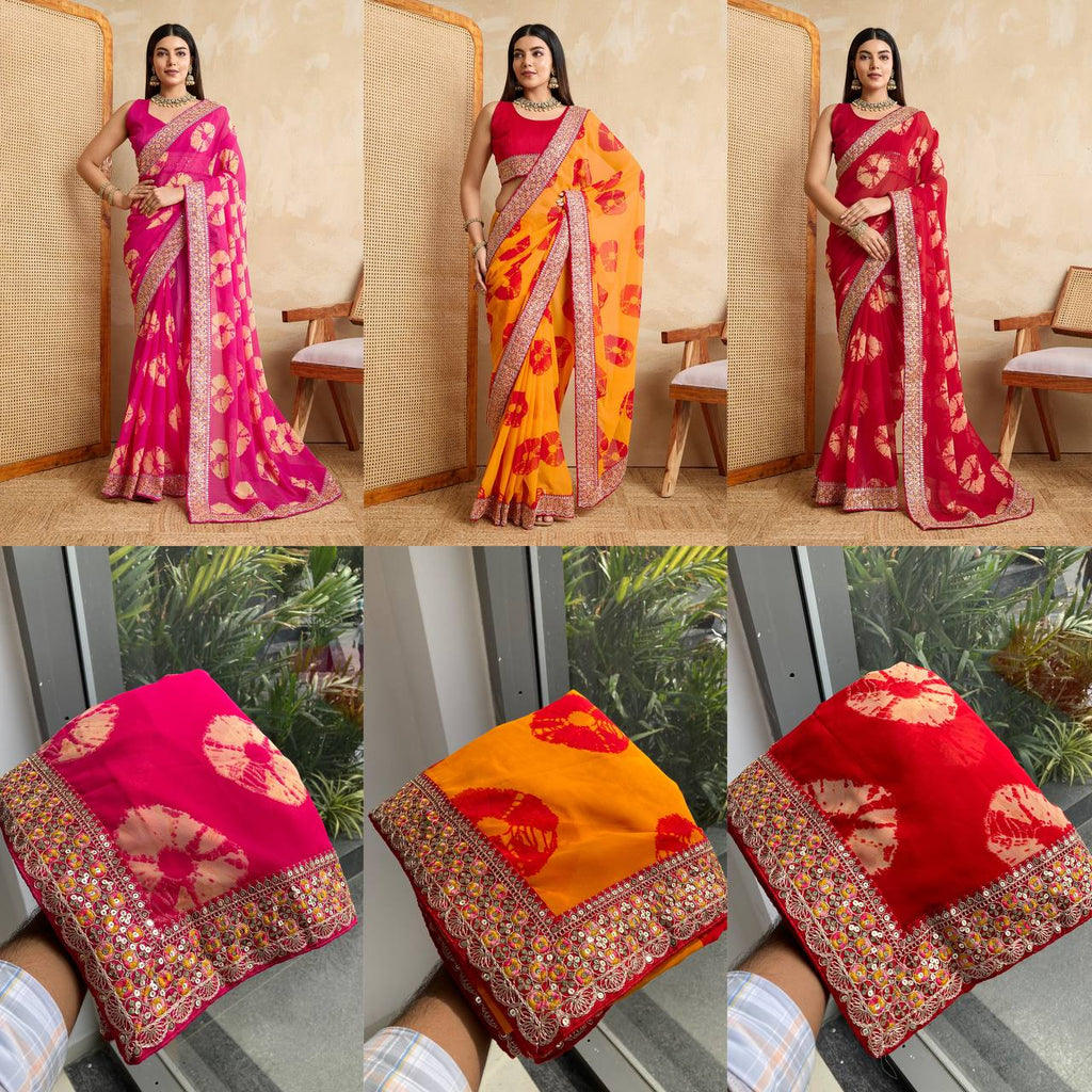 GORGETE BANDHEJ SAREE