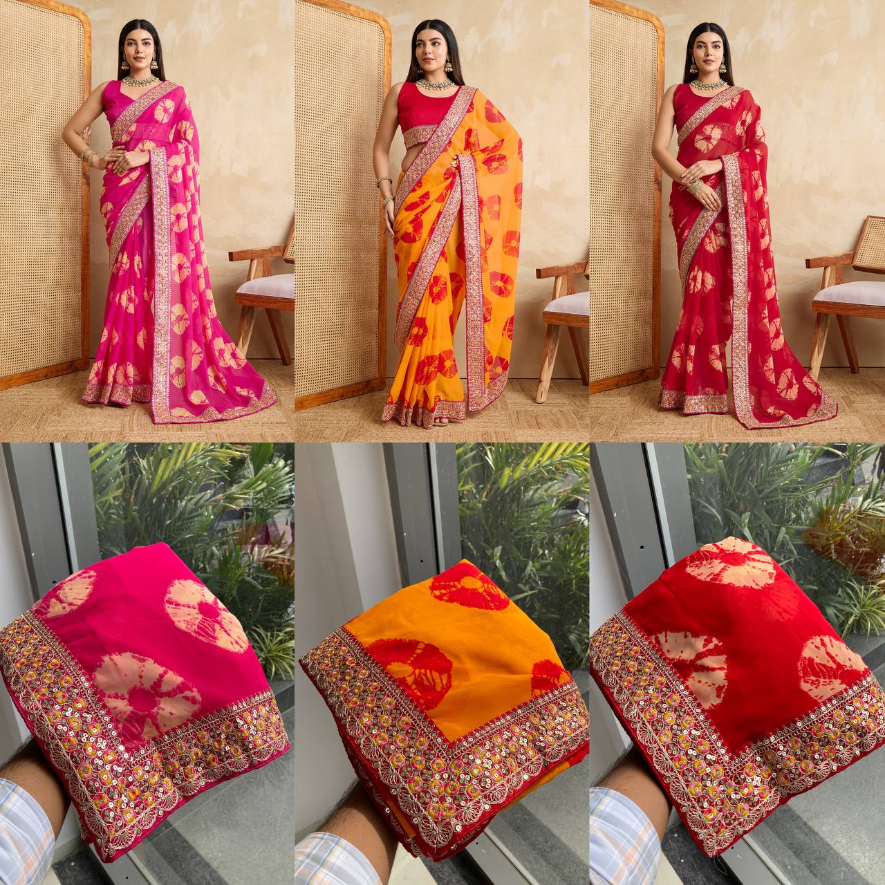 GORGETE BANDHEJ SAREE