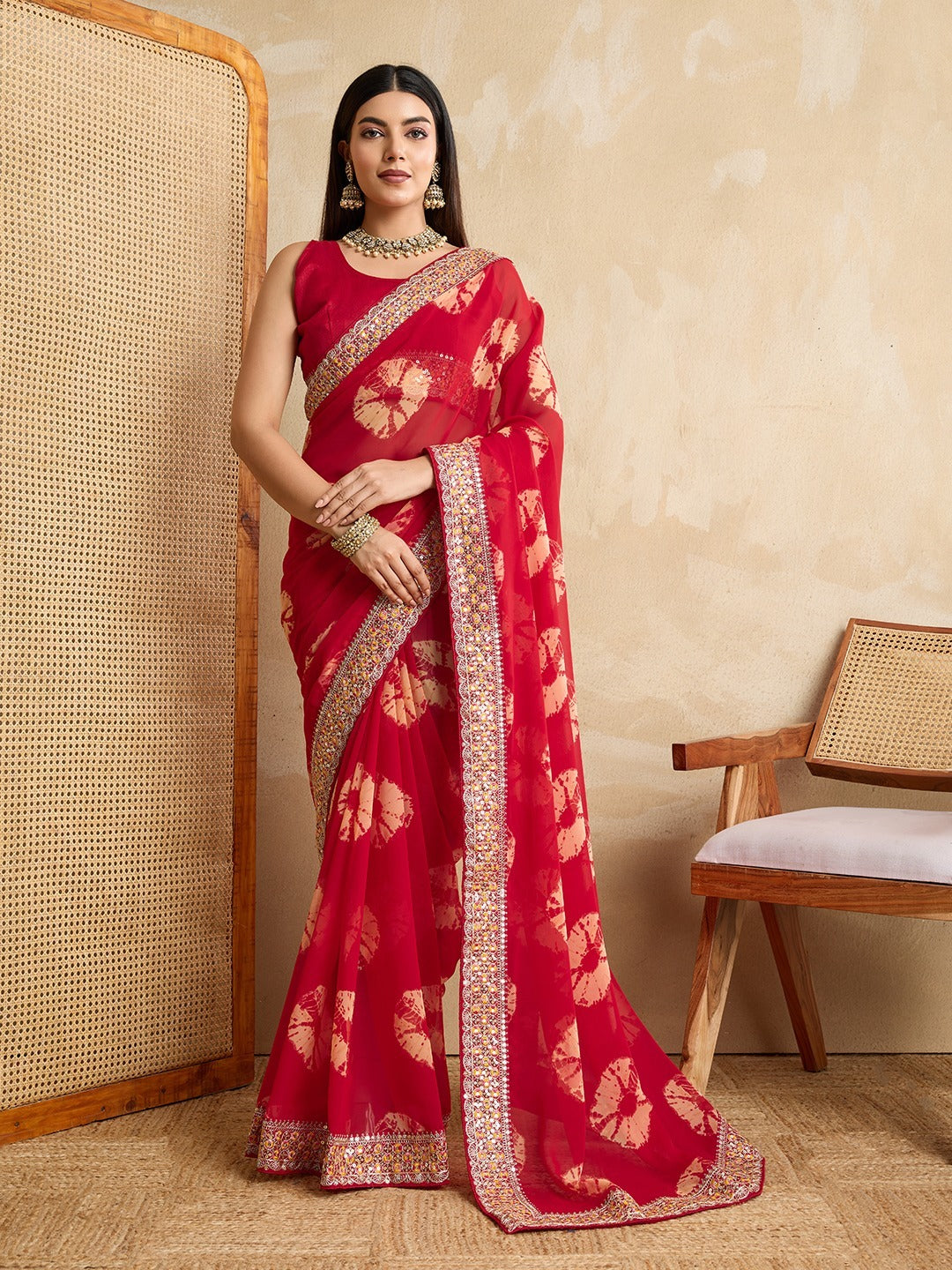GORGETE BANDHEJ SAREE