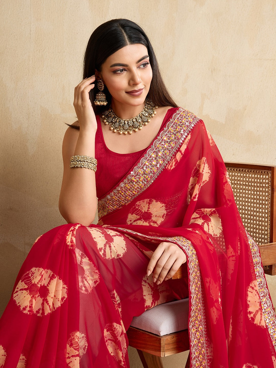 GORGETE BANDHEJ SAREE