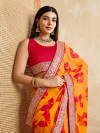 GORGETE BANDHEJ SAREE