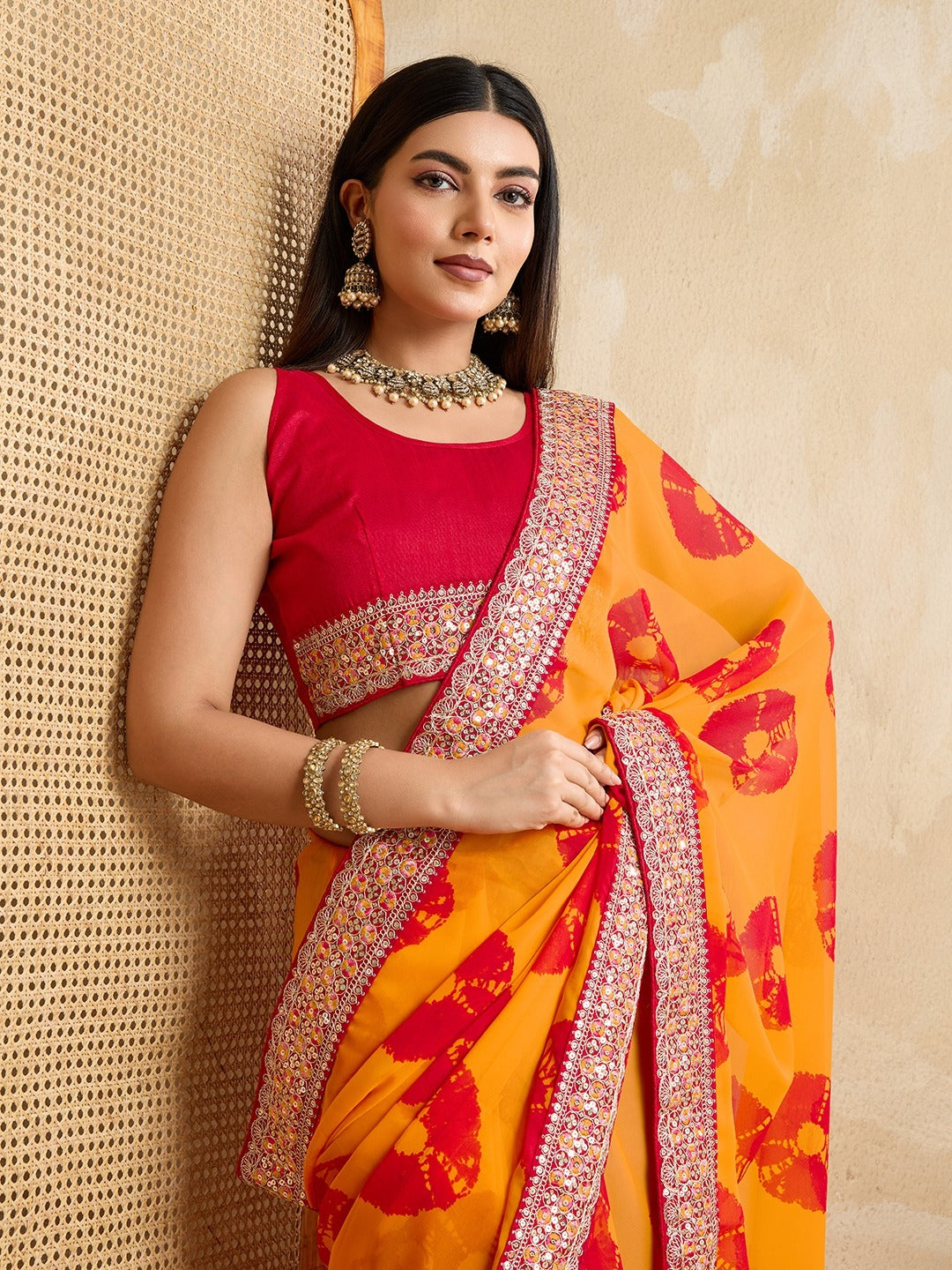 GORGETE BANDHEJ SAREE