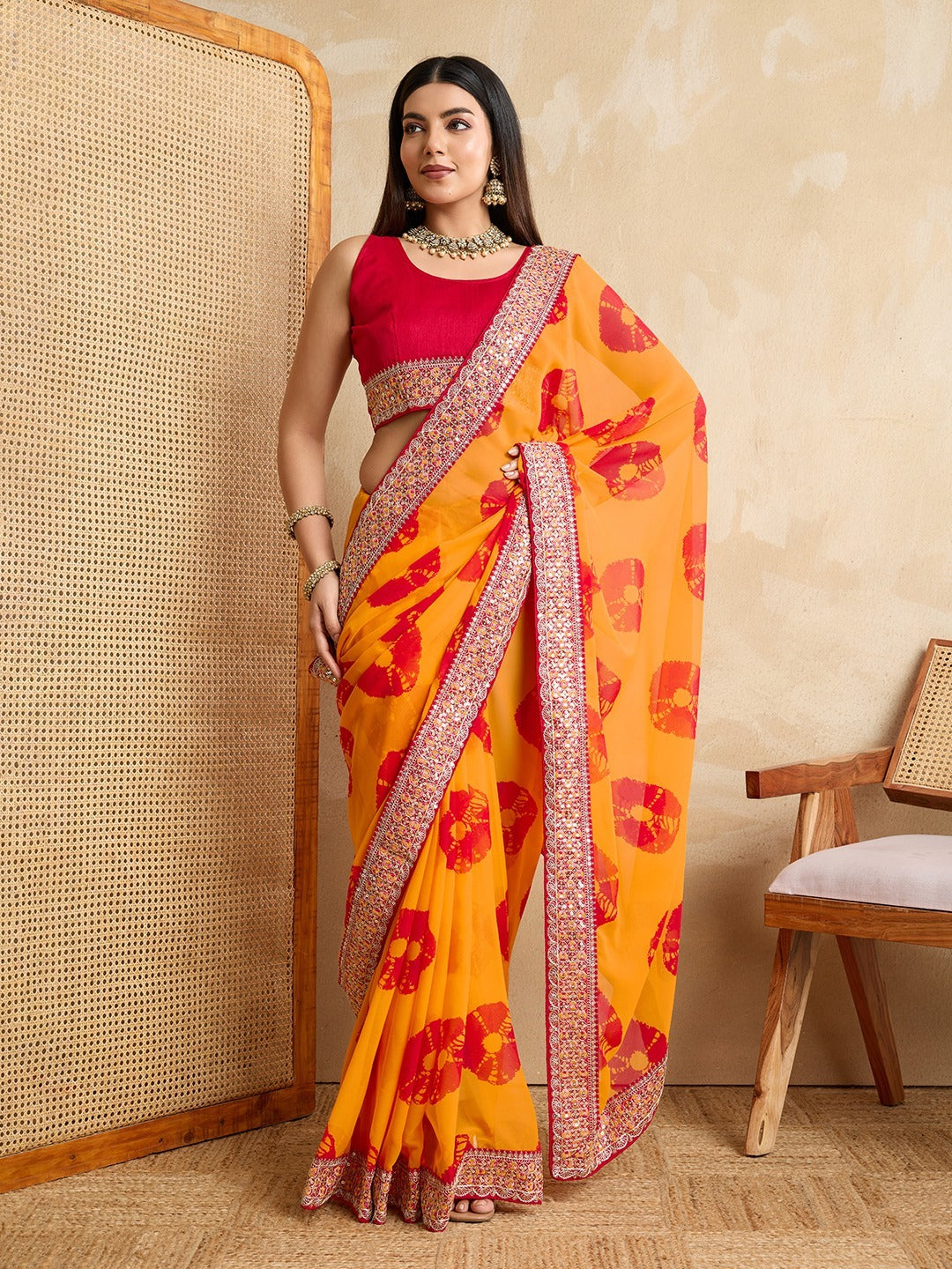 GORGETE BANDHEJ SAREE