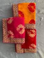 GORGETE BANDHEJ SAREE