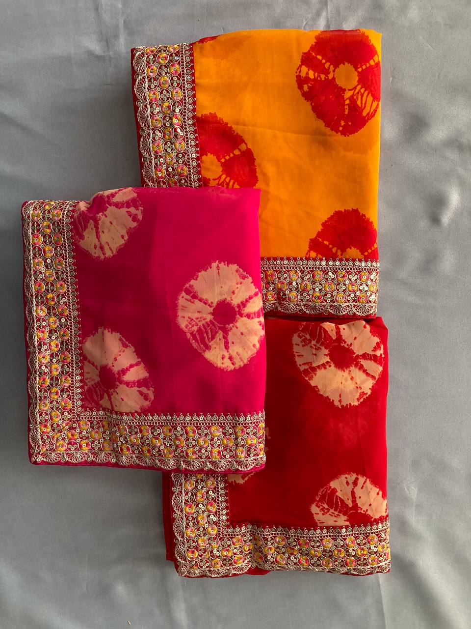 GORGETE BANDHEJ SAREE