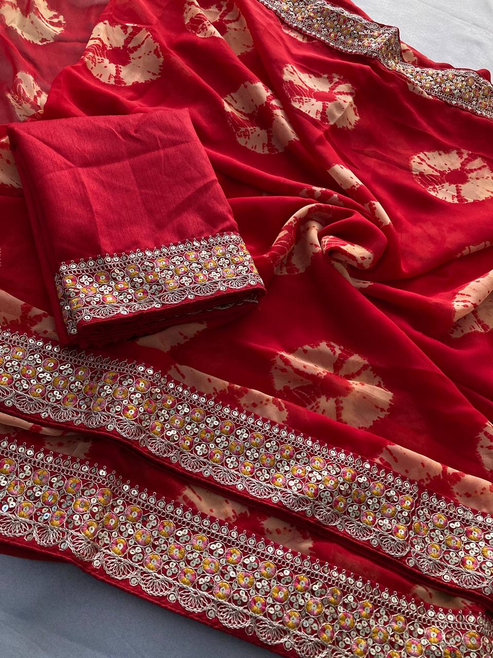GORGETE BANDHEJ SAREE