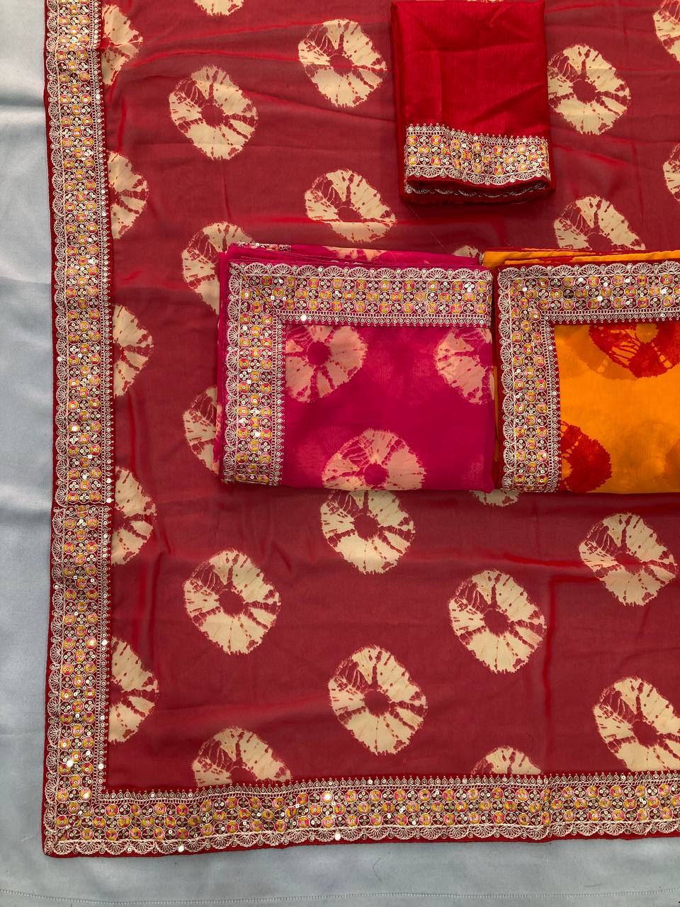 GORGETE BANDHEJ SAREE