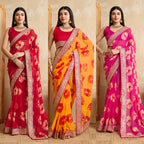 GORGETE BANDHEJ SAREE