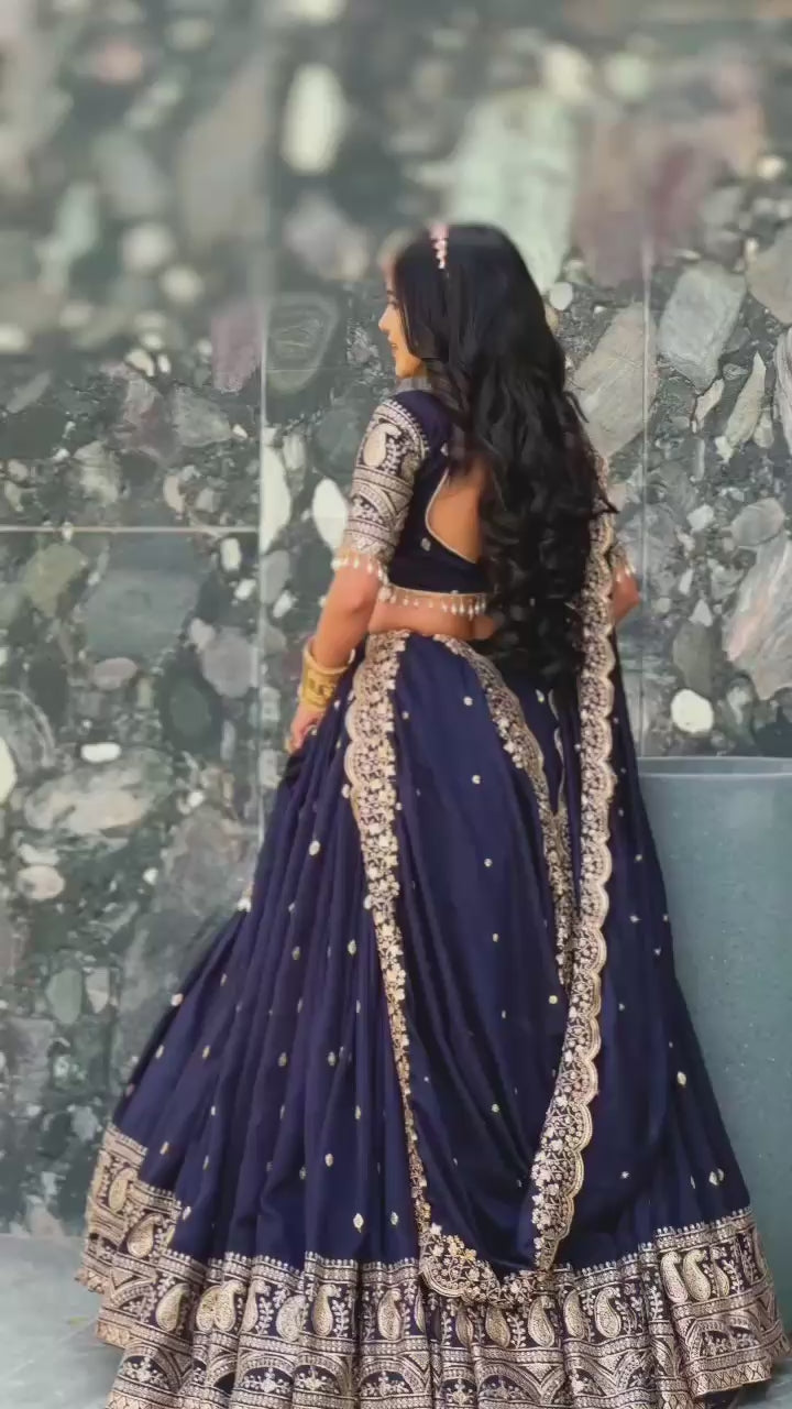 Heavy Embroidery Thread & Sequence Work Lahenga