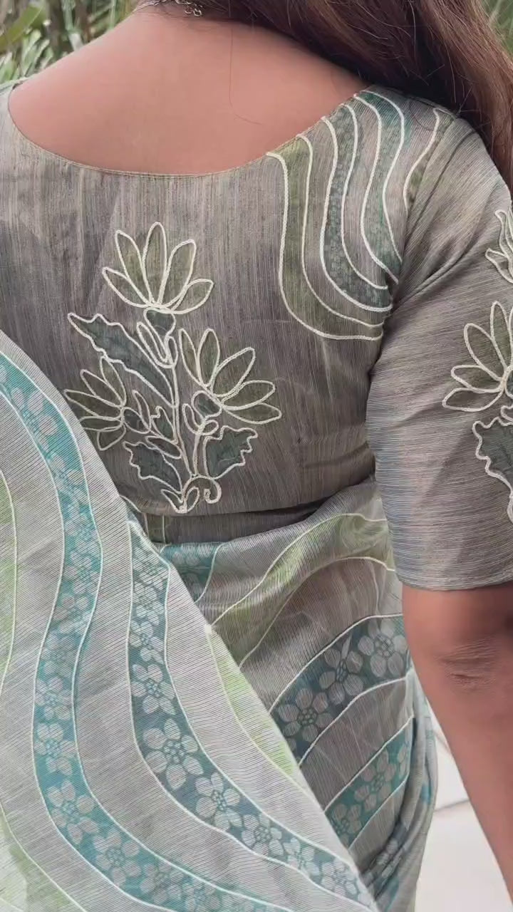 LINEN COPPER JARI SAREE