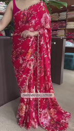 FLORAL HAND PRINTED SAREE