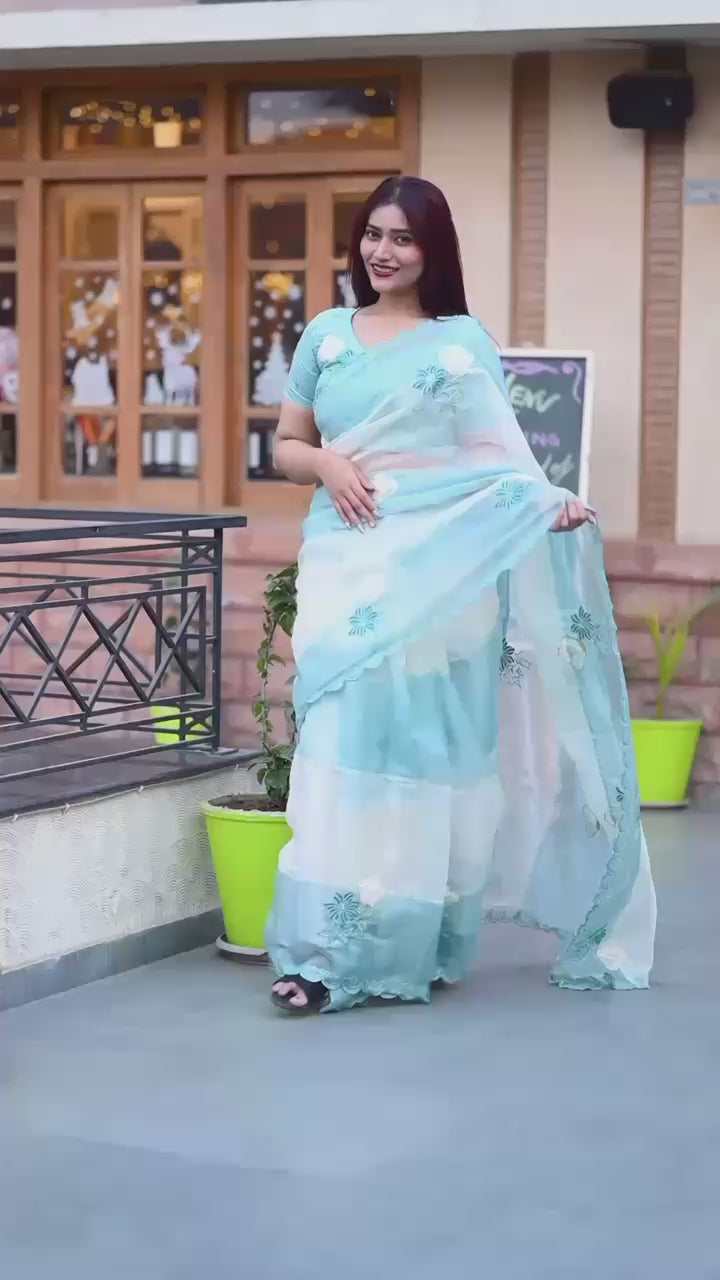 CRYSTAL ORGANZA SAREE