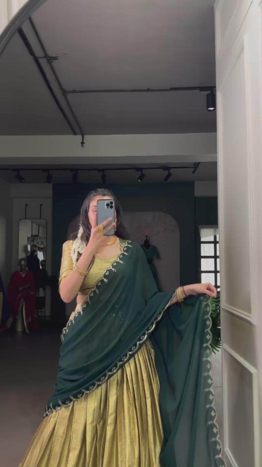 Poly Cotton Lahenga with Multi color