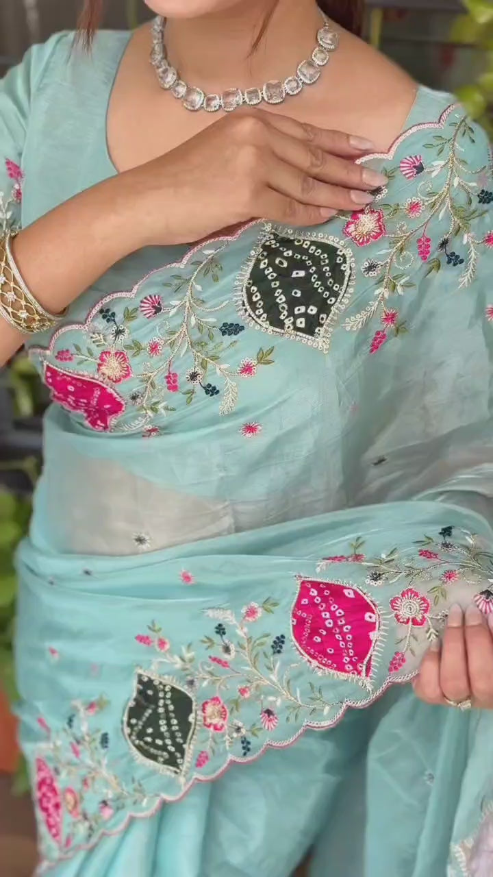 SUPERHIT CRYSTAL TISSUE SAREE