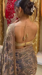 Beautiful Sequence Embroidery Work Saree