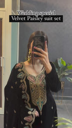 Wedding special velvet Paisley Suit set
