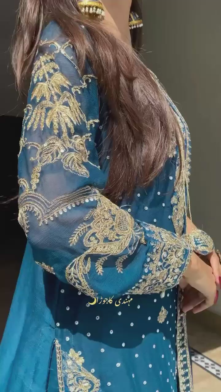 Georgette kurti & sharara set & dupatta