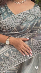 TUSSER SILK DIGITAL PRINT SAREE