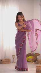 FLORA GORGETTE DIGITAL PRINT SAREE
