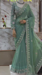 Faux Georgette Designer Wedding Saree