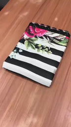 Smooth Satin Georgette Gemotrical Strips Print