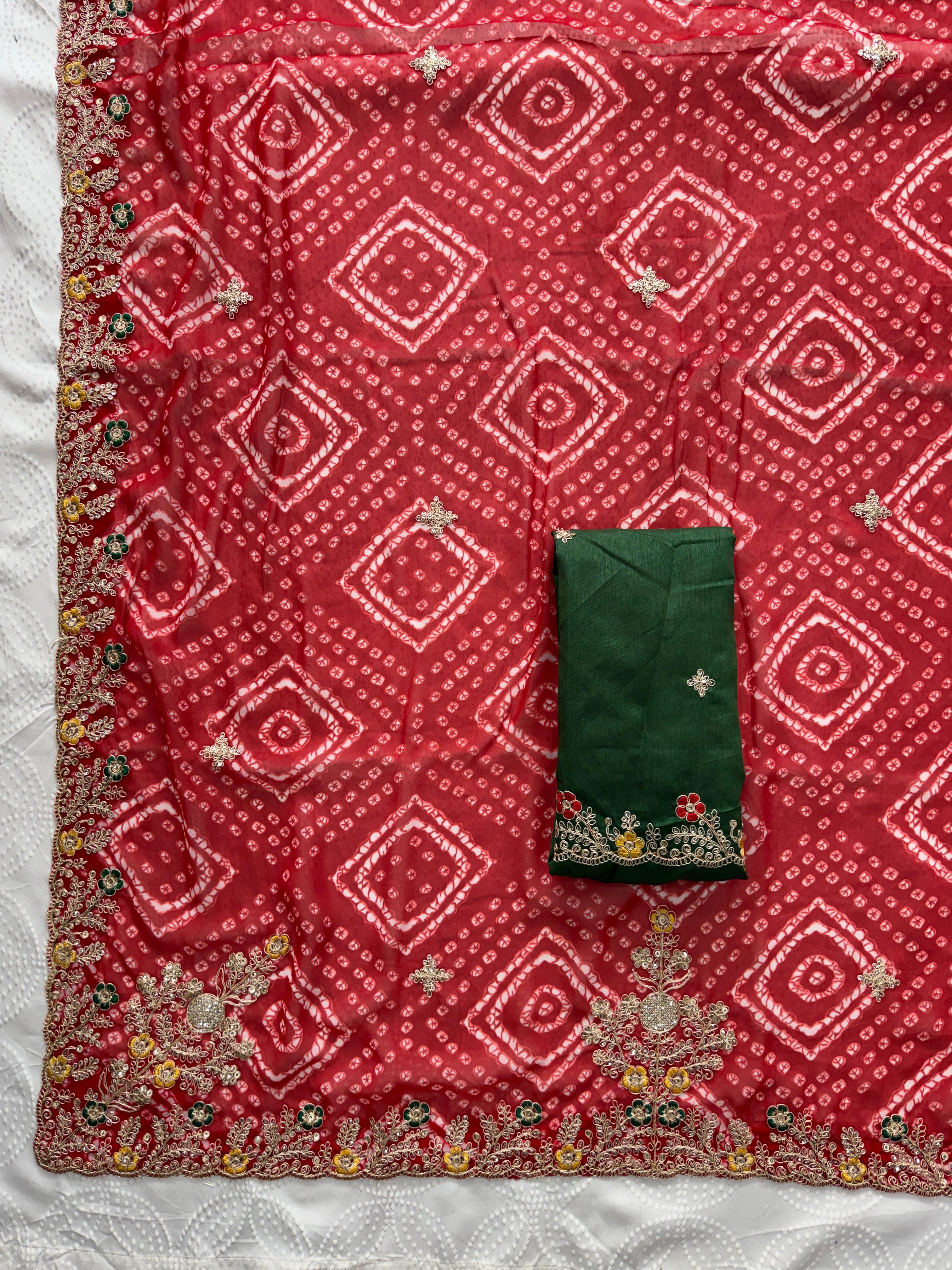 Wedding Wear Bandhej Georgette Saree