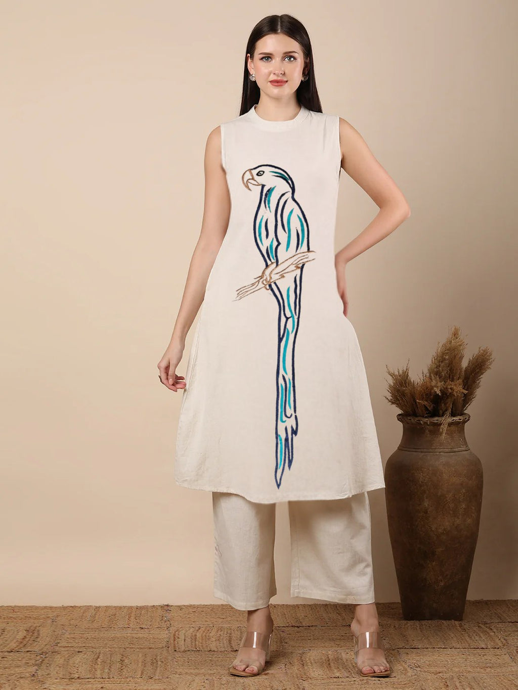 KHADHI COTTON KURTI WITH PLAZO