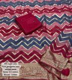 Pure georgette saree with zari woven zig zag