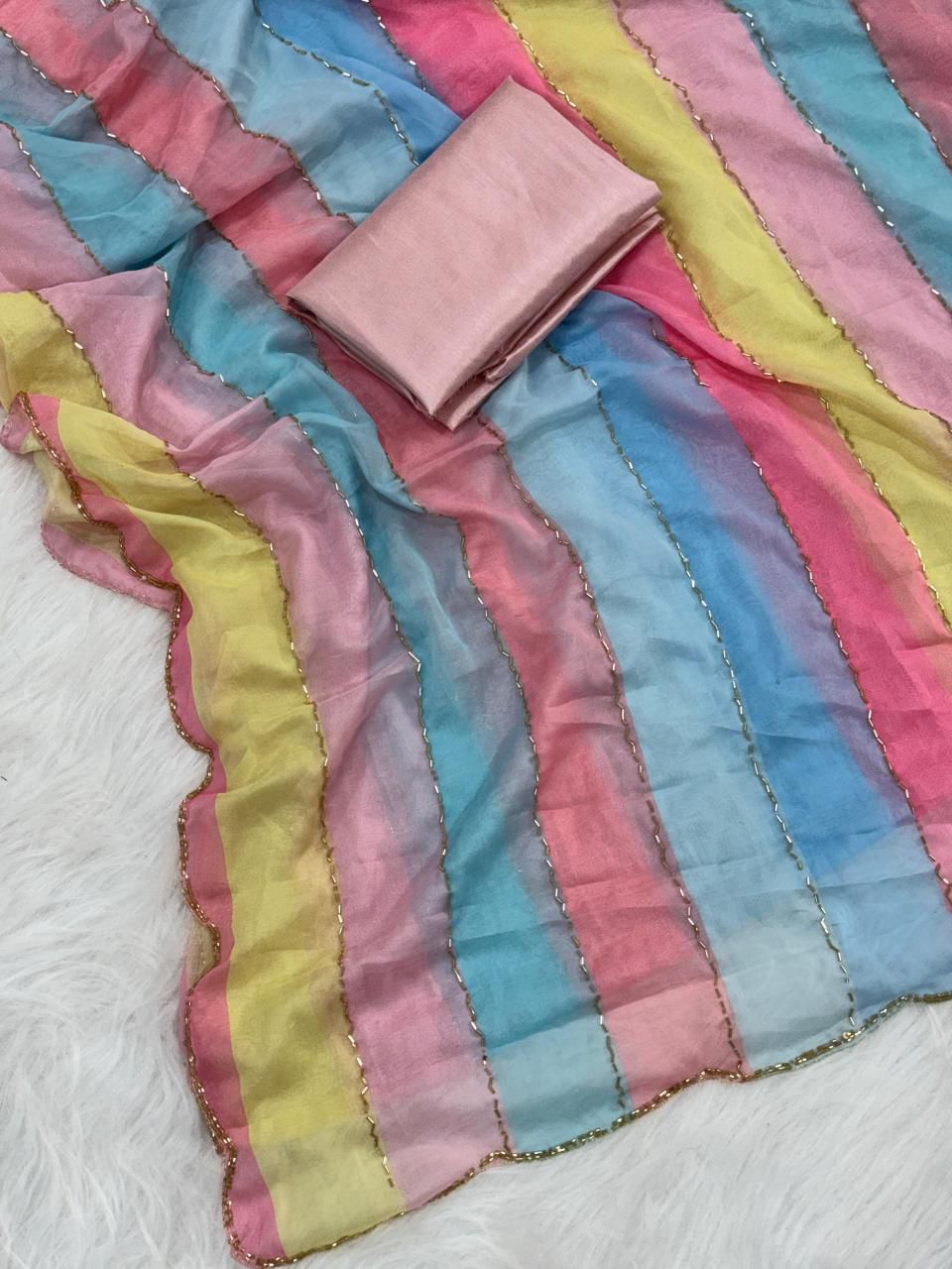 PURE SOFT ORGANZA TABBY SILK SAREE