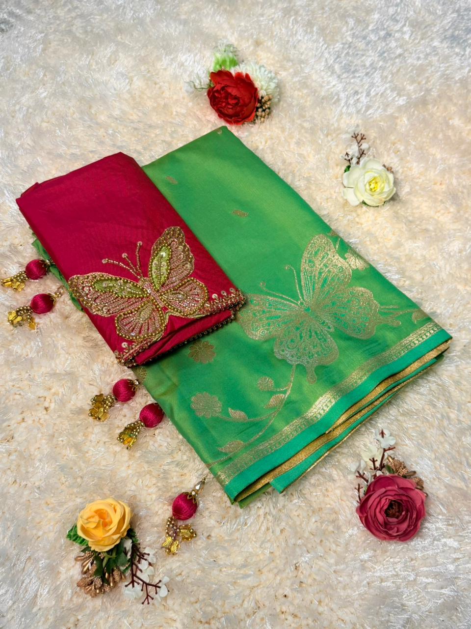 Premium Pure Soft Silk Paithani Butterfly Desgin Saree