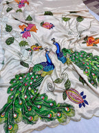Handwork Elegance & Digital Print Saree