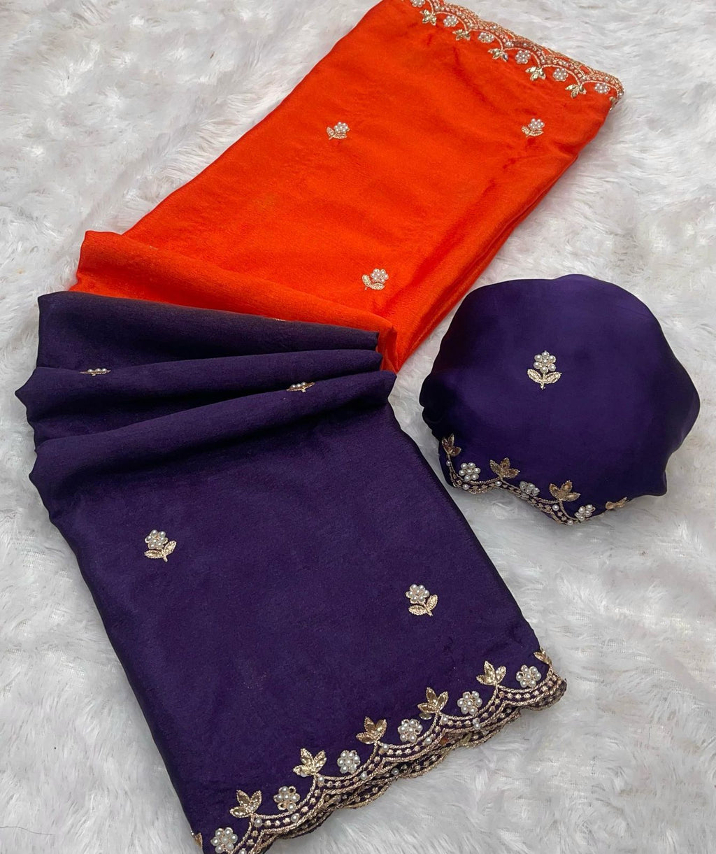 Double Shade Chinnon Saree
