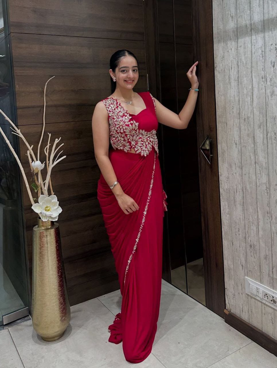 Embroidery Coding Pink Saree