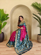 Dual tone silk sarees with all over zari weaves