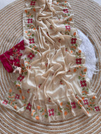Shining Georgett fabric with rich embroidary Saree