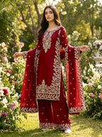 Pure GMY SILK With Heavy Embroidery Top & Plazzo