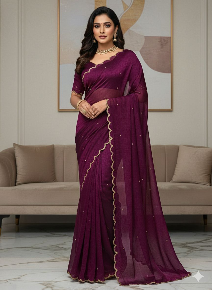 Space Chiffon Silk Saree