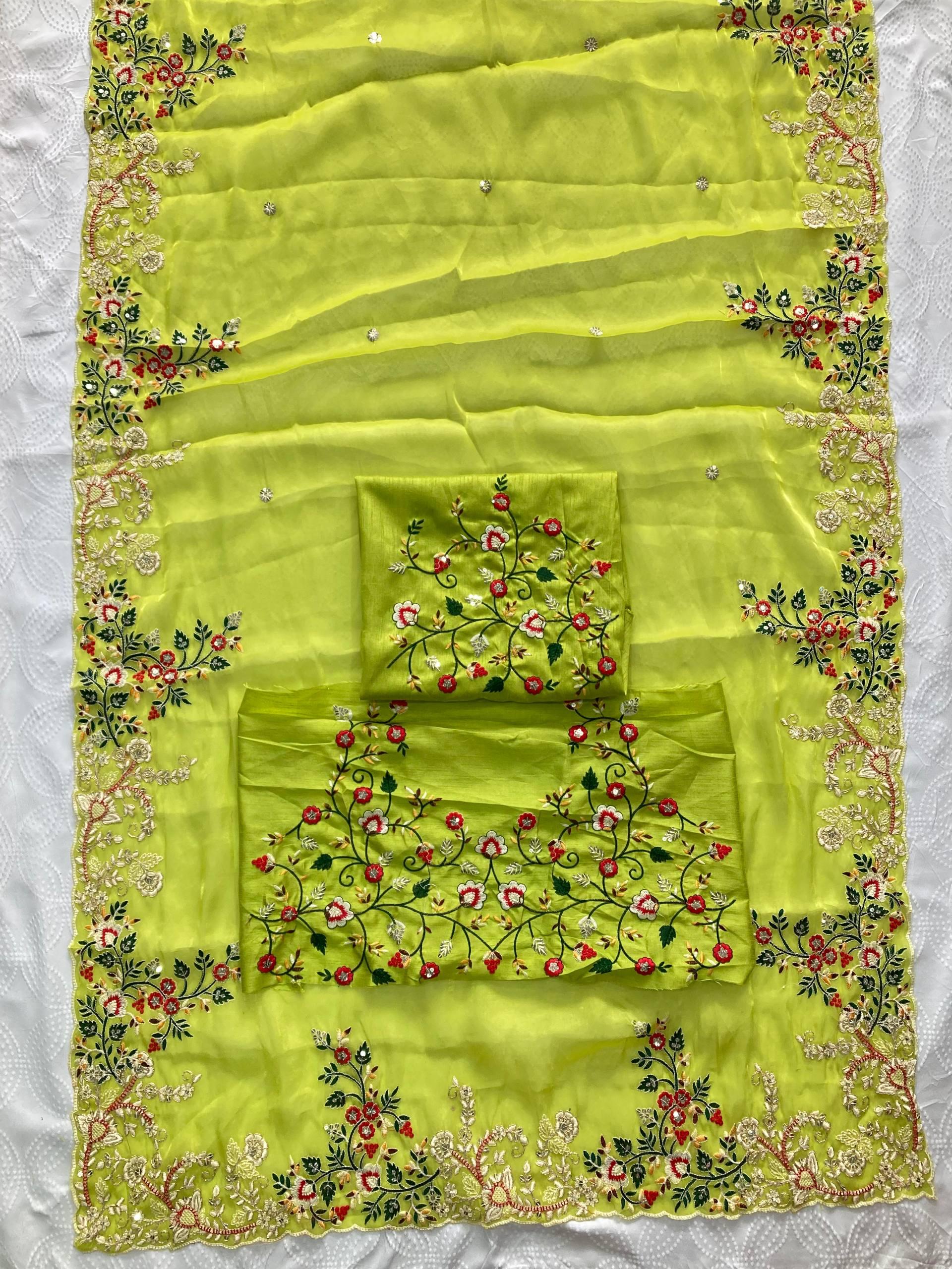 Party Wear Zimmy Chu Lemon Saree