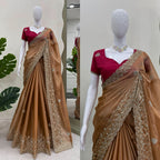 Saree on Burberry Silk Febric with Thred
