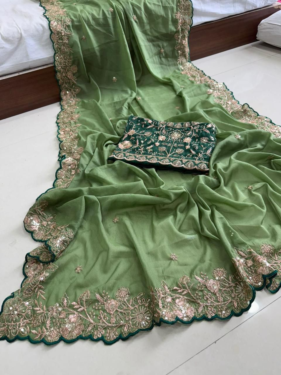 Star Georgette Sequence Work Saree