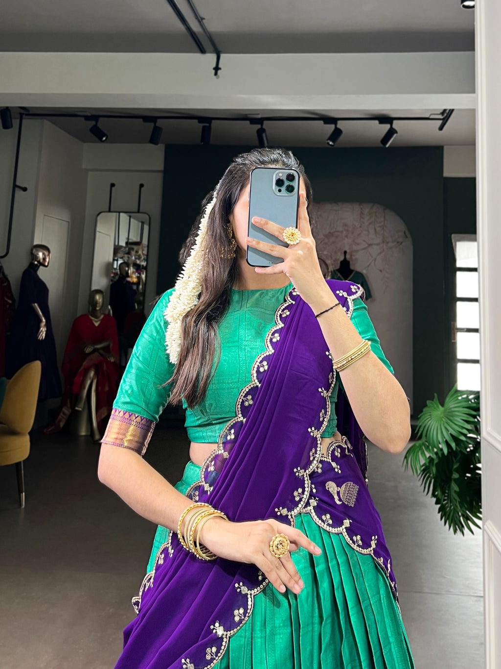 Poly Cotton Lahenga with Multi color