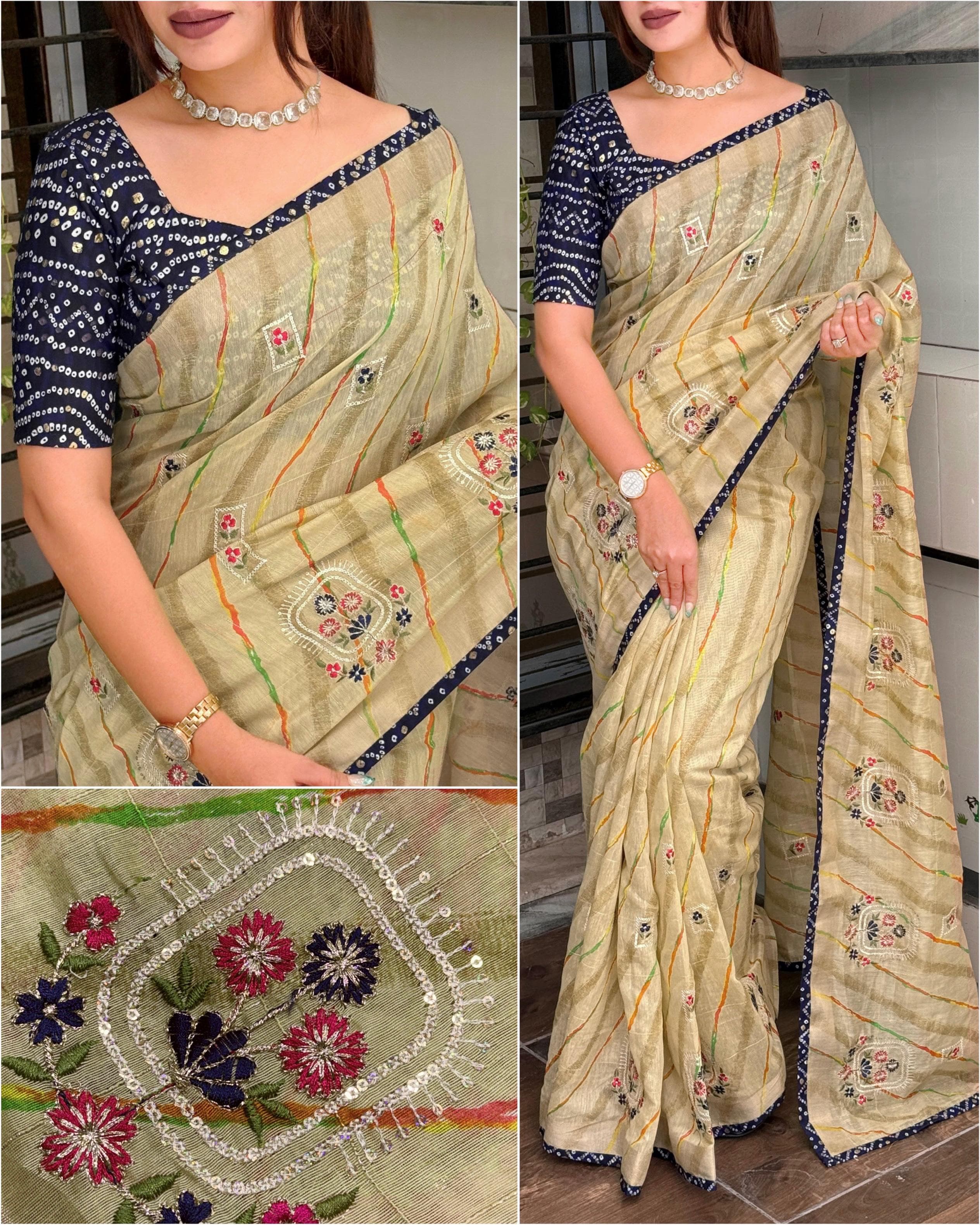 Laheriya Cotton Saree