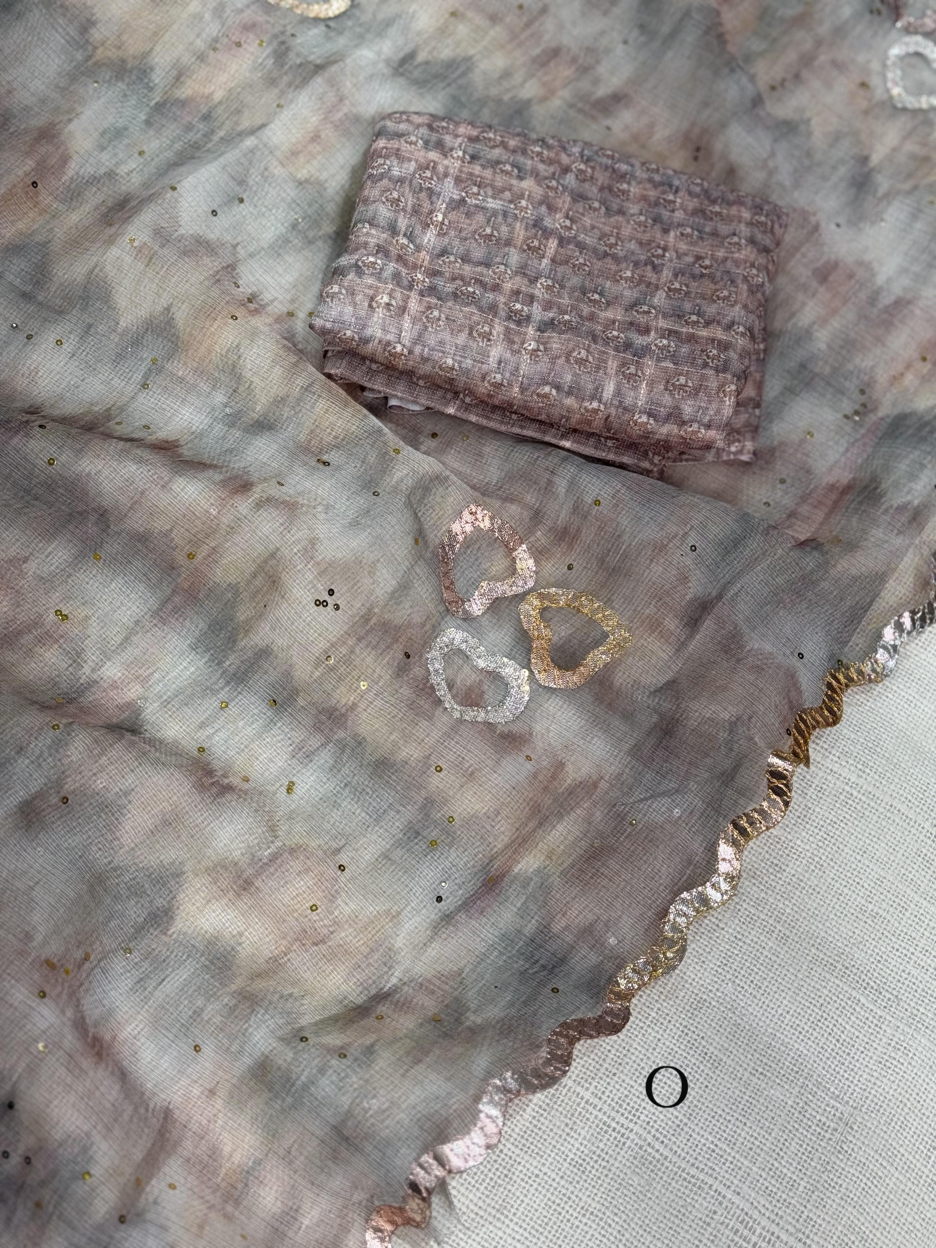 Heart beat Leno Cotton Saree