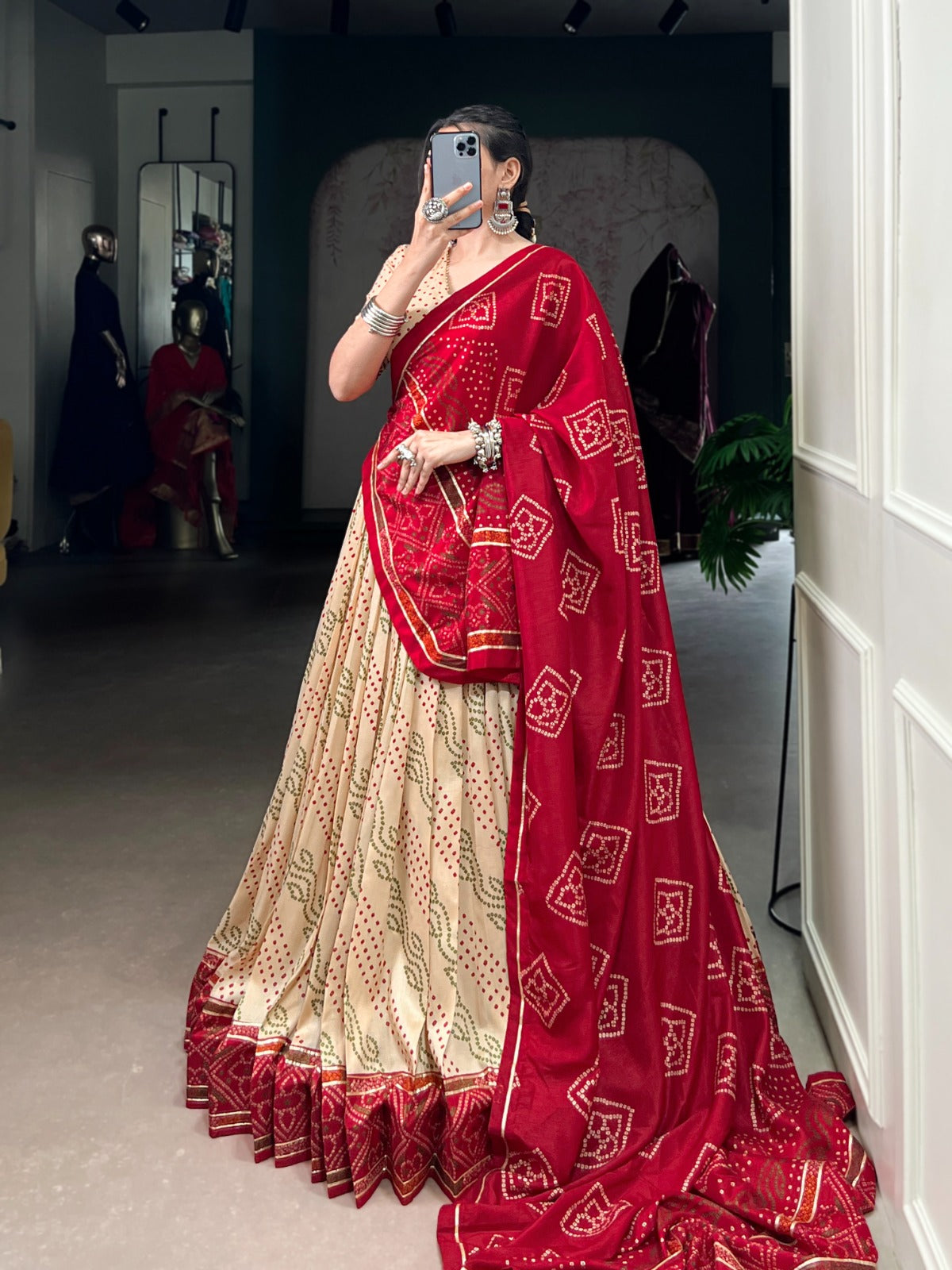 Tasar Silk Bandhej Lahenga