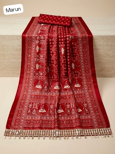 Ajrakh Sartin Viscose Saree