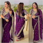 HEAVY GEORGETTE FABRIC ON BEAUTIFUL EMBROIDERY BUTTI WORK SAREE