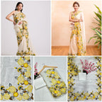 Khadi Organza Design Embroidery Saree