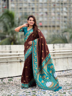 Soft Silk Paithani Saree With Cow nanadi motifs