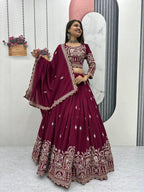 Heavy Embroidery Thread & Sequence Work Lahenga