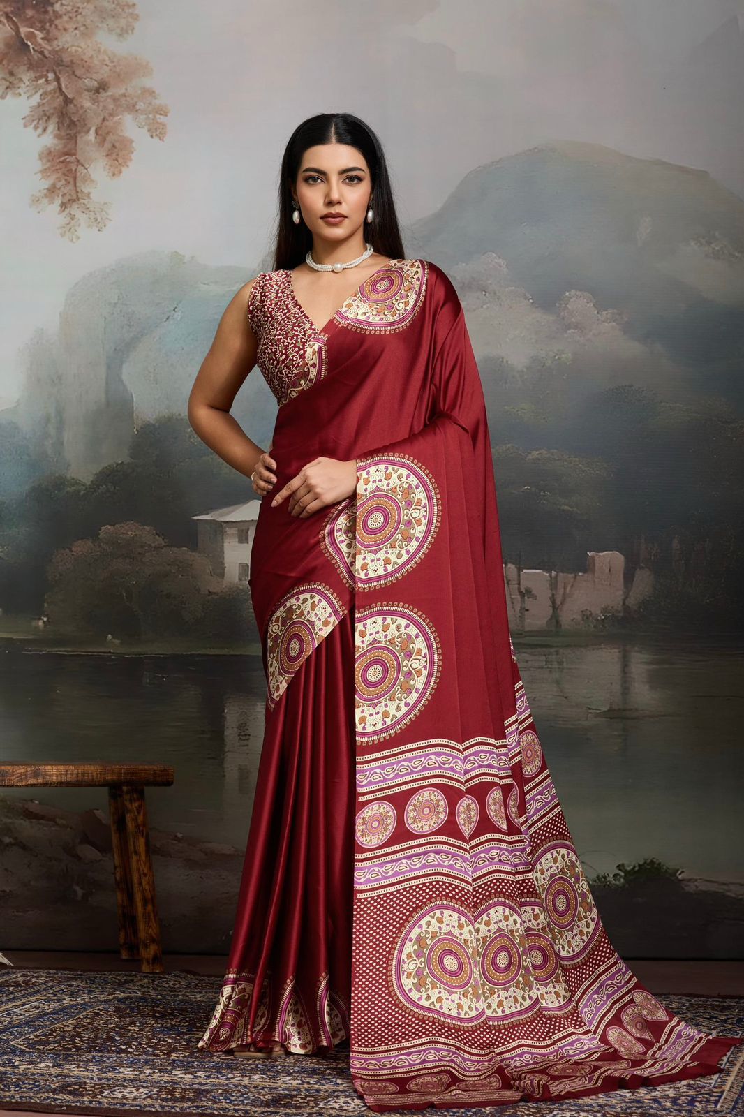 Pure Crape Satin Saree